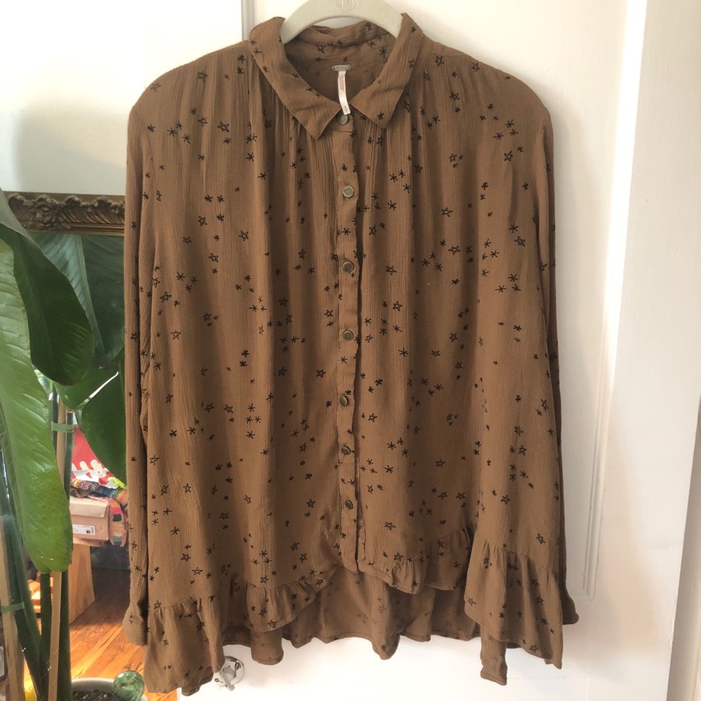 Free People Star Print Button Down S